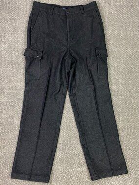 Vintage GAP Wool Cargo Pants Mens 35x34 Charcoal Gray Flannel
